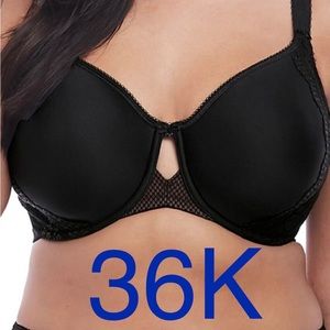 ELOMI BRA (USA 36 K) #EL4383BLK CHARLEY UNDERWIRE SPACER T-SHIRT BRA BLACK $76